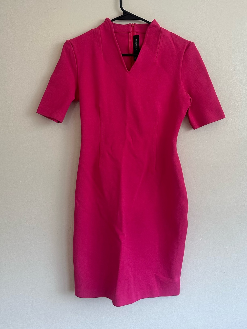 St. John Hot Pink Short-Sleeve Sheath Cerise Mini Dress Size 6